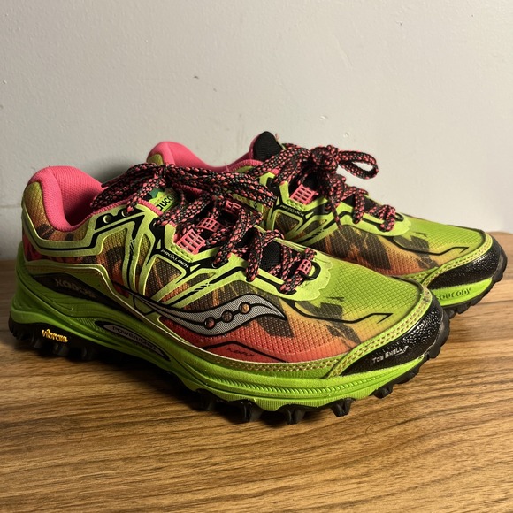 Saucony Xodus 6.0 Vibram Trail Running Shoes Women's 7 Neon Sneakers S10284-2 - Picture 1 of 10